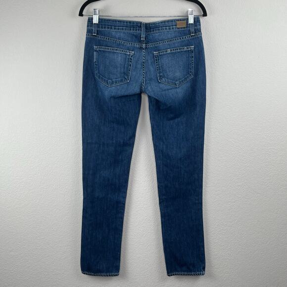 Paige Low Rise Distressed Denim Jimmy Jimmy Skinny Medium Wash Blue Jeans 24 USA - Picture 12 of 12